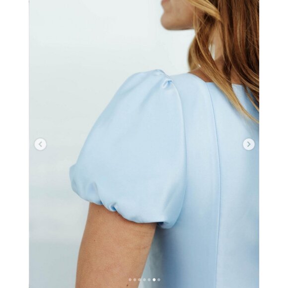 Chelsea Reece Plus 18/20 Wendy Dress Ingenue Blue w/ Puff Sleeves & Tiered Skirt - Picture 3 of 13